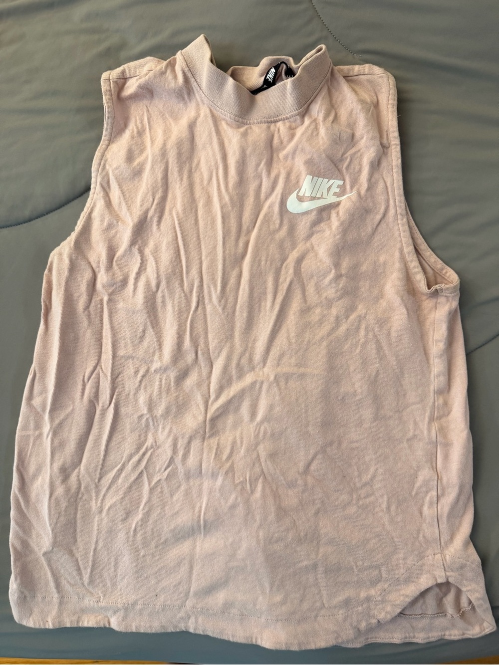 Nike Women's Sleeveless Mock Neck Tank – Dusty Rose with White Logo